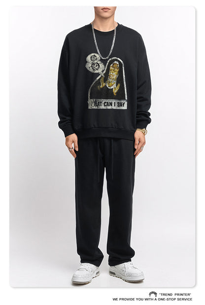 ♛𝔽𝕦𝕤𝕚𝕠𝕟 𝔽𝕠𝕔𝕦𝕤 ♛2025秋冬高磅水洗印花寬鬆落肩厚T 581