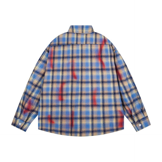 𝔼mbro 𝕊hirt𒉽2025秋冬領帶系列格子寬鬆襯衫M-24