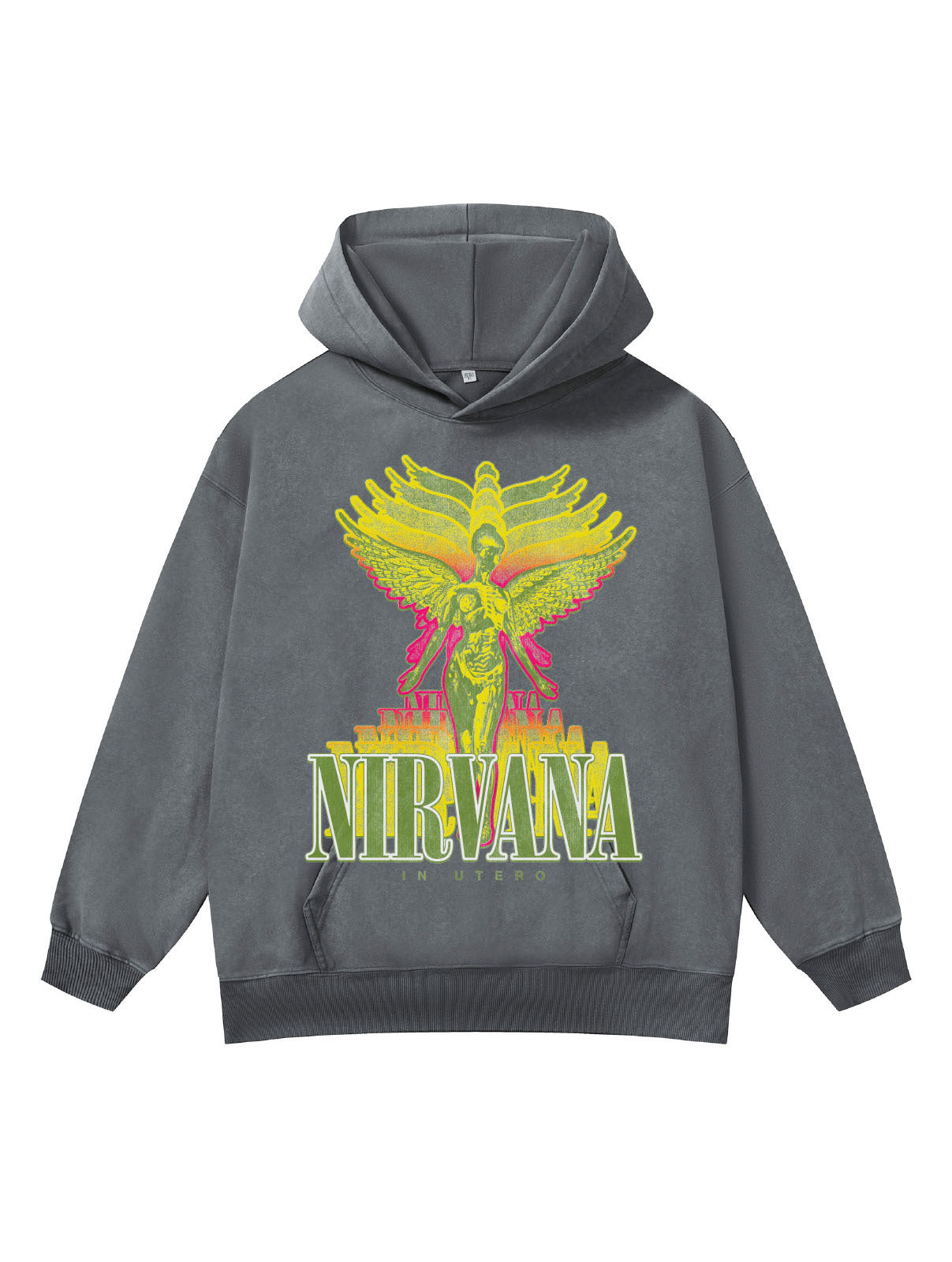 ♛𝔽𝕦𝕤𝕚𝕠𝕟 𝔽𝕠𝕔𝕦𝕤 ♛410G重磅水洗美式復古NIRVANA連帽大學T  FZ-54