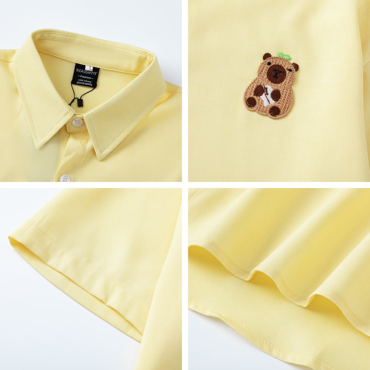 𝔼mbro 𝕊hirt𒉽美式復古可愛刺繡百搭休閒襯衫 RF-81