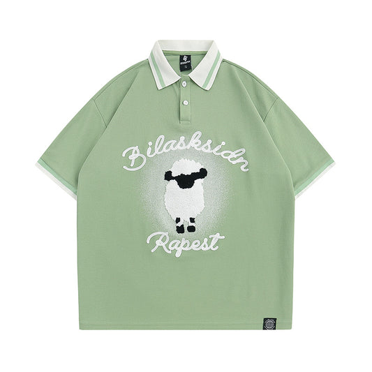 Polo Shirt𒉽美式復古綿羊翻領POLO衫JD-29