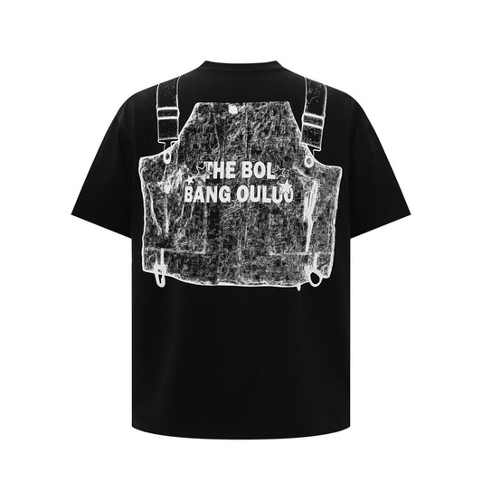 𝕃oose 𝔽it ☞𝟤𝟢𝟤𝟧 ☜美式復古設計感手繪馬甲圓領男女中性 T-Shirt寬版上衣 BA-24