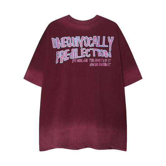 𝕃oose 𝔽it ☞𝟤𝟢𝟤𝟧 ☜美式復古渲染系列卡通印花男女中性 T-Shirt寬版上衣 RK-810