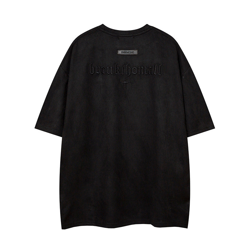 𝕃oose 𝔽it ☞𝟤𝟢𝟤𝟧 ☜美式復古字母刺繡圓領男女中性 T-Shirt寬版上衣J-9