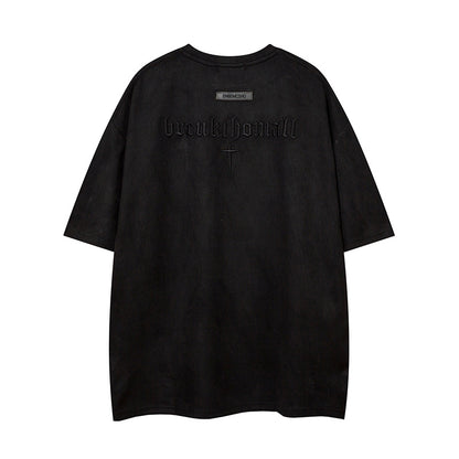 𝕃oose 𝔽it ☞𝟤𝟢𝟤𝟧 ☜美式復古字母刺繡圓領男女中性 T-Shirt寬版上衣J-9