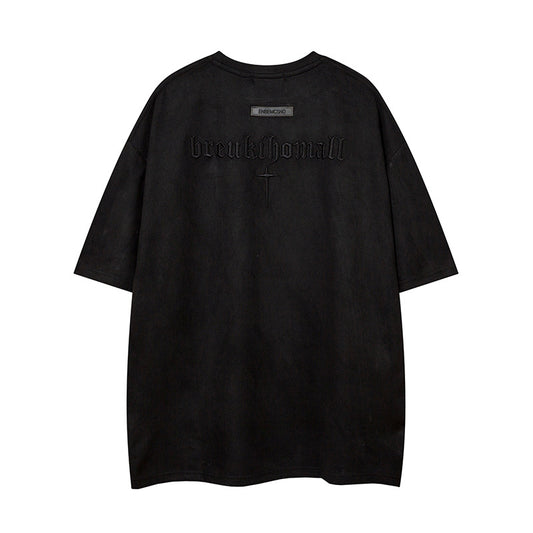 𝕃oose 𝔽it ☞𝟤𝟢𝟤𝟧 ☜美式復古字母刺繡圓領男女中性 T-Shirt寬版上衣J-9