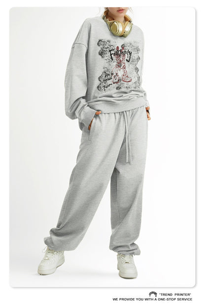 ♛𝔽𝕦𝕤𝕚𝕠𝕟 𝔽𝕠𝕔𝕦𝕤 ♛2025秋冬高磅水洗印花寬鬆落肩厚T 916