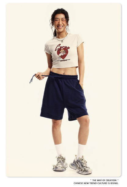 Fierce & Fitted 美式夏季修身辣妹短版上衣G46 復古米