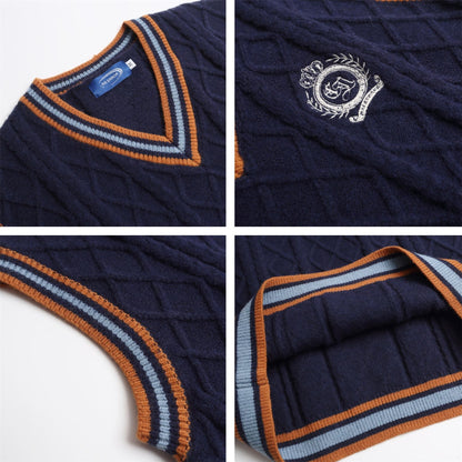 ⓀⓃⒾⓉ𒉽2025秋冬復古疊穿V領背心 IN-63