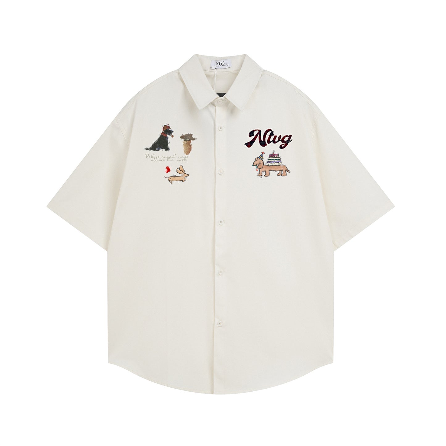 𝕃oose 𝔽it ☞𝟤𝟢𝟤𝟧 ☜日式復古萌狗圖案印花百搭休閒寬鬆襯衫 N103