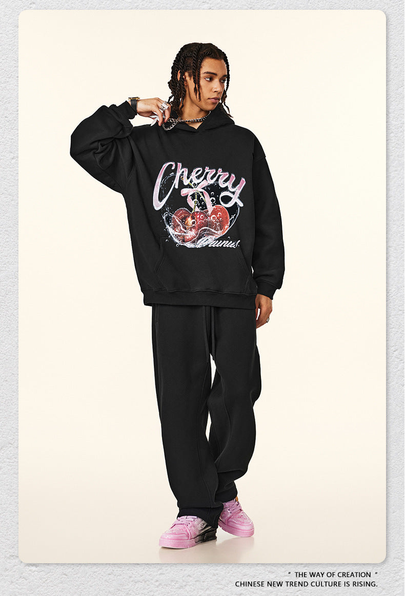 ♛𝔽𝕦𝕤𝕚𝕠𝕟 𝔽𝕠𝕔𝕦𝕤 ♛2025秋冬高磅水洗印花寬鬆落肩帽T582