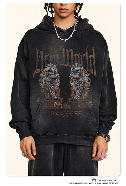 ♛𝔽𝕦𝕤𝕚𝕠𝕟 𝔽𝕠𝕔𝕦𝕤 ♛2025秋冬高磅復古水洗印花大學T B-50