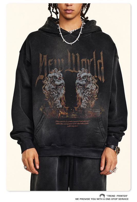 ♛𝔽𝕦𝕤𝕚𝕠𝕟 𝔽𝕠𝕔𝕦𝕤 ♛2025秋冬高磅復古水洗印花大學T B-50