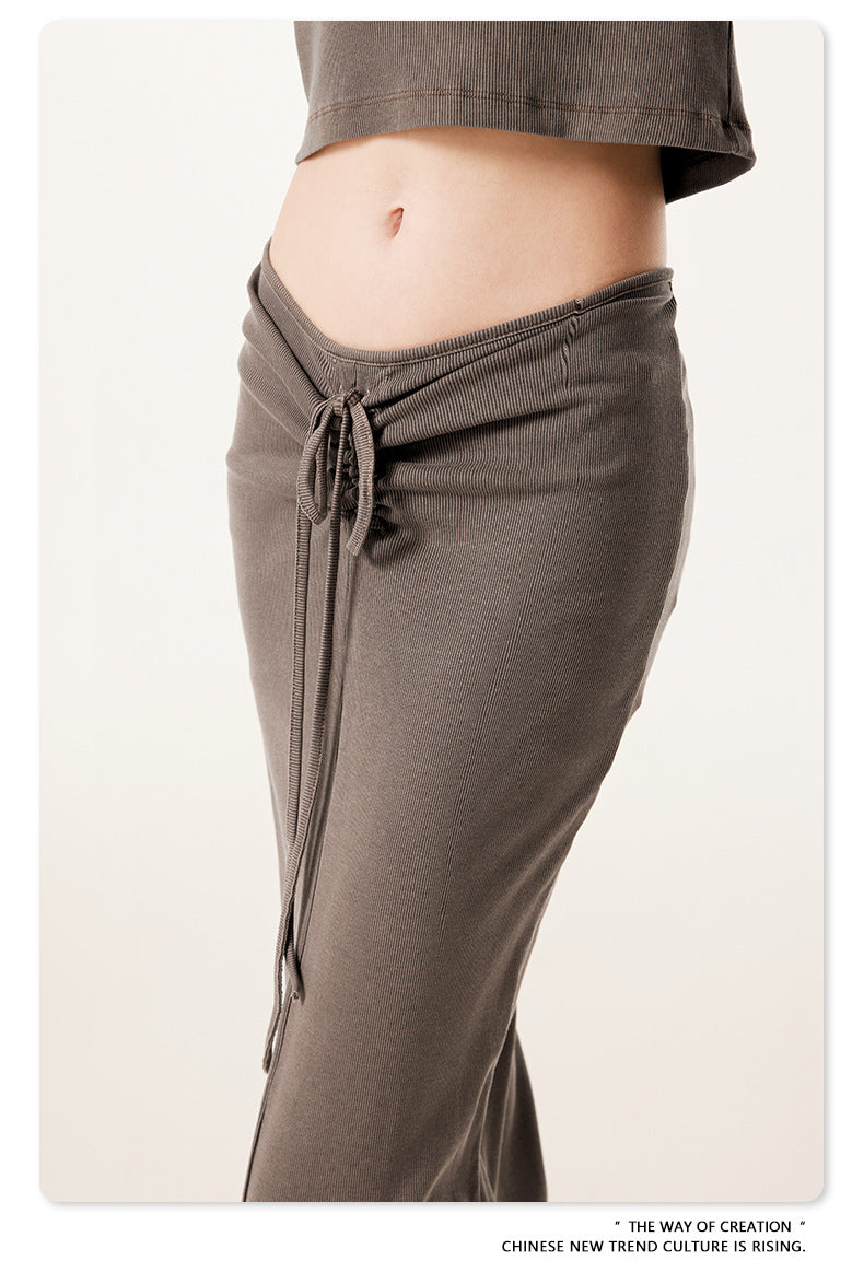 Fierce & Fitted 夏季辣妹必備V領顯瘦短T長裙套裝 咖啡色