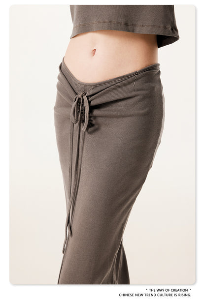 Fierce & Fitted 夏季辣妹必備V領顯瘦短T長裙套裝 咖啡色