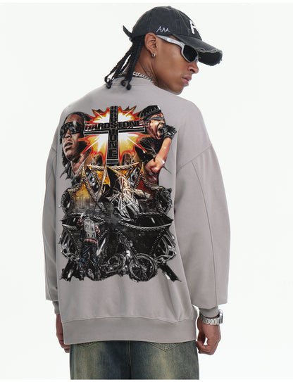 ♛𝔽𝕦𝕤𝕚𝕠𝕟 𝔽𝕠𝕔𝕦𝕤 ♛410G重磅水洗美式復古圓領厚T  GH-55