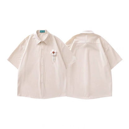 𝕃oose 𝔽it ☞𝟤𝟢𝟤𝟧 ☜日系學院風花朵燈芯絨休閒襯衫PZ-21