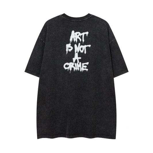 𝕃oose 𝔽it ☞𝟤𝟢𝟤𝟧 ☜美式復古塗鴉印花圓領男女中性 T-Shirt寬版上衣 F-184