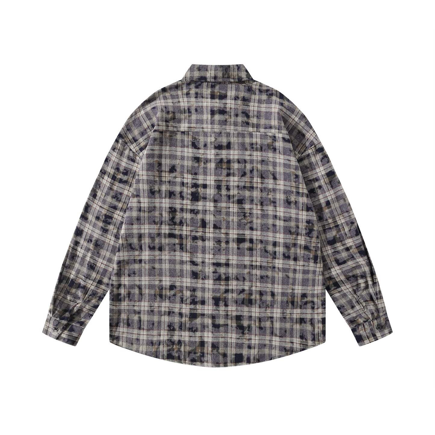 𝔼mbro 𝕊hirt𒉽2025秋冬復古扎染格子寬鬆襯衫外套JD-4