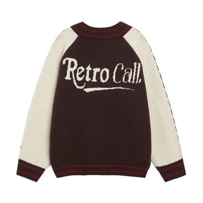 ⓀⓃⒾⓉ𒉽2025秋冬美式復古撞色針織外套 K-69