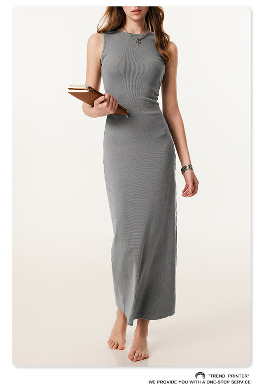 Fierce & Fitted 夏季辣妹必備無袖連身包臀長裙N-2 淺灰色