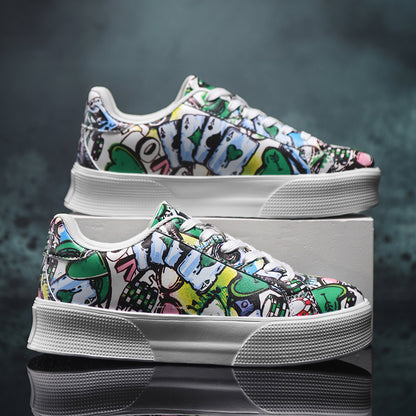 ♛𝔽𝕦𝕤𝕚𝕠𝕟 𝔽𝕠𝕔𝕦𝕤☢︎ꜱᴋᴀᴛᴇ ꜱʜᴏᴇꜱ ♜✽𝟤𝟢𝟤𝟧✽春夏新款塗鴉系列街頭狂想休閒增高板鞋    男女款 x𝟤𝟧𝟫𝟫