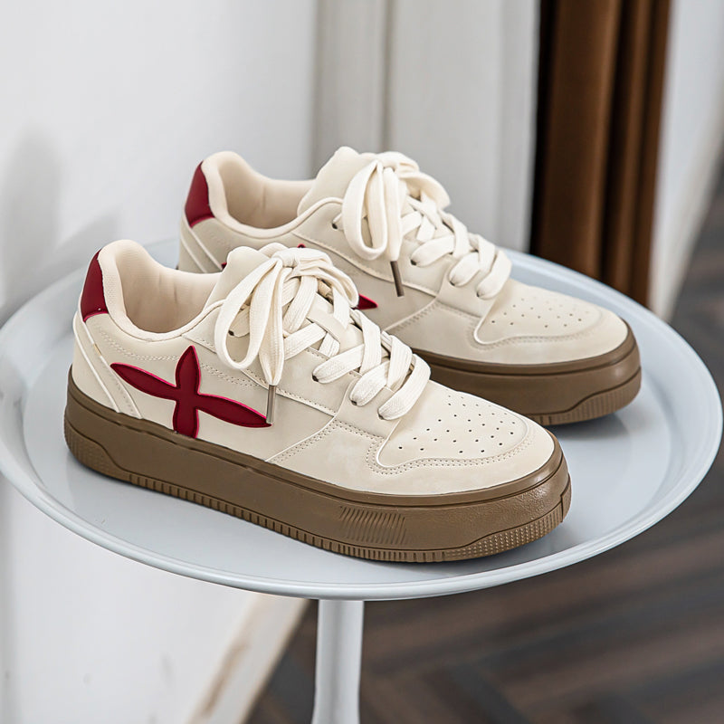 ♛𝔽𝕦𝕤𝕚𝕠𝕟 𝔽𝕠𝕔𝕦𝕤☢︎ꜱᴋᴀᴛᴇ ꜱʜᴏᴇꜱ ♜ ✽𝟤𝟢𝟤𝟧✽ 春夏新款時尚百搭橡膠底復古配色隱形增高十字板鞋 男女款 x𝟫𝟪𝟨