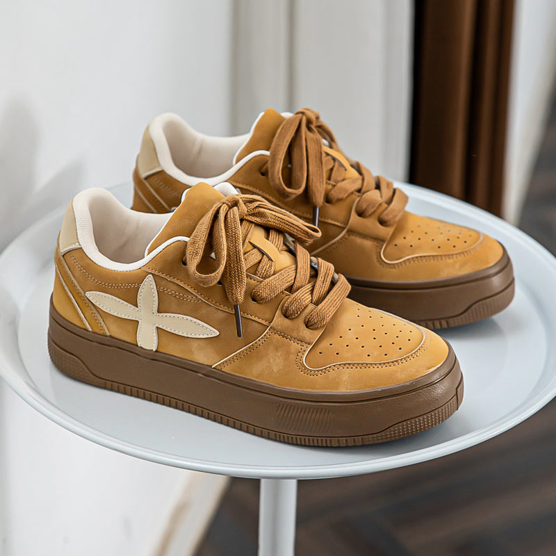 ♛𝔽𝕦𝕤𝕚𝕠𝕟 𝔽𝕠𝕔𝕦𝕤☢︎ꜱᴋᴀᴛᴇ ꜱʜᴏᴇꜱ ♜✽𝟤𝟢𝟤𝟧✽ 春夏新款時尚百搭橡膠底復古配色隱形增高十字板鞋 男女款  x𝟫𝟪𝟨