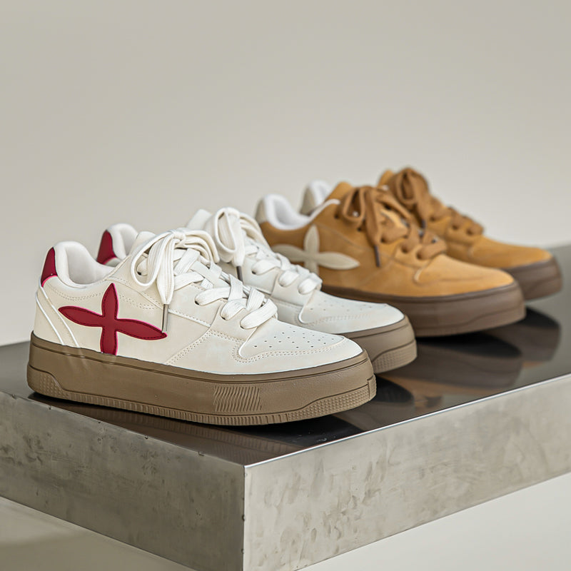 ♛𝔽𝕦𝕤𝕚𝕠𝕟 𝔽𝕠𝕔𝕦𝕤☢︎ꜱᴋᴀᴛᴇ ꜱʜᴏᴇꜱ ♜✽𝟤𝟢𝟤𝟧✽ 春夏新款時尚百搭橡膠底復古配色隱形增高十字板鞋 男女款  x𝟫𝟪𝟨