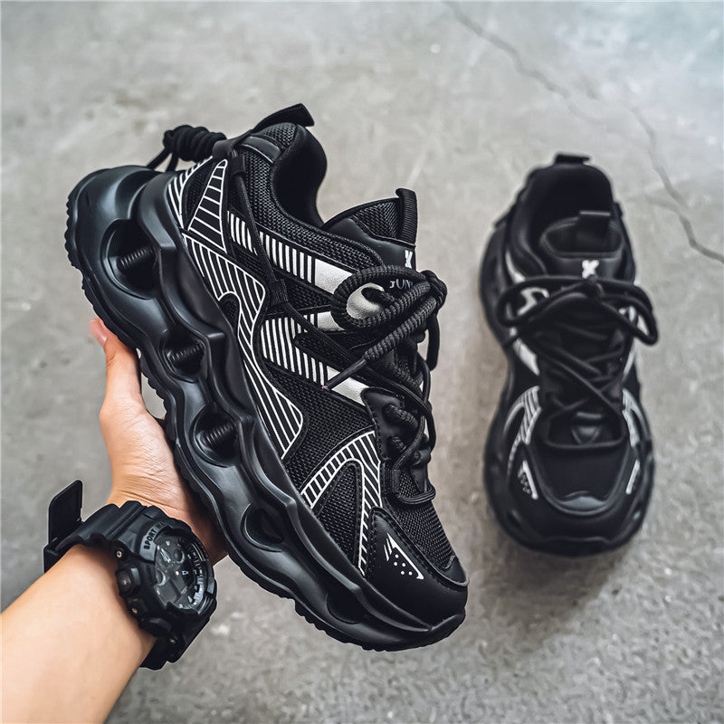 ♛𝔽𝕦𝕤𝕚𝕠𝕟 𝔽𝕠𝕔𝕦𝕤☢︎ᴄᴀꜱᴜᴀʟ ꜱɴᴇᴀᴋᴇʀ ♜ ✽𝟤𝟢𝟤𝟧✽春夏新款透氣增高機能科幻運動鞋   男女款  情侶款  Q96