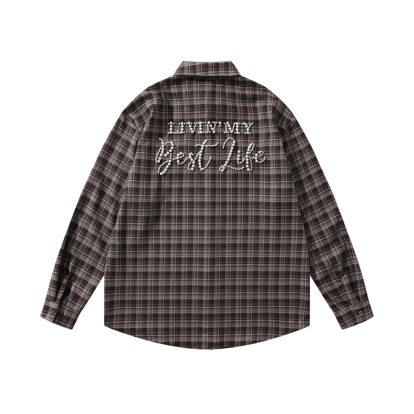 𝔼mbro 𝕊hirt𒉽2025秋冬復古格子寬鬆襯衫外套JD-2